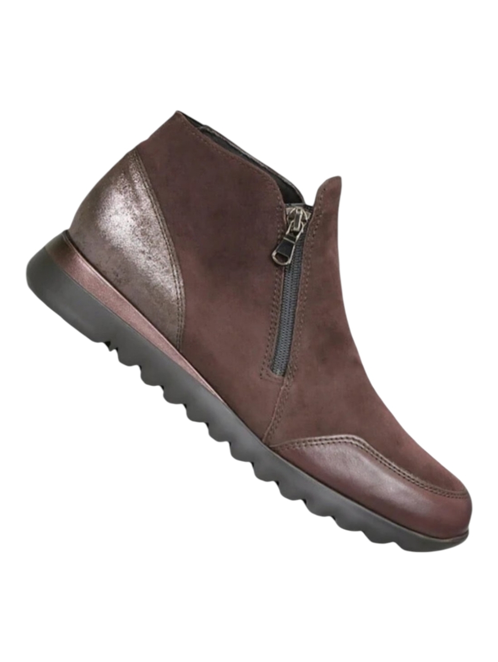 Munro Danika Dark Burgundy Genuine Suede Ankle Booties Zip Up 6.5